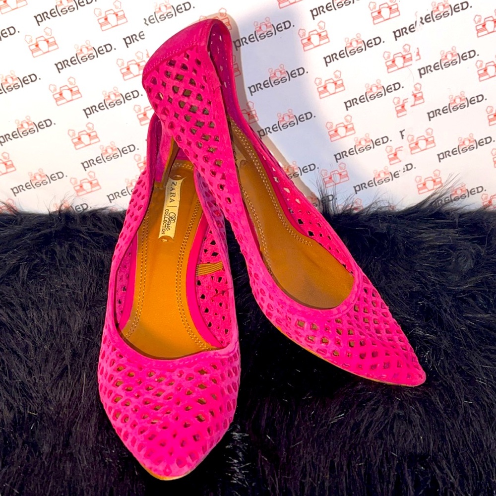 Hot Pink Pointy Toe Heels with Cut Outs